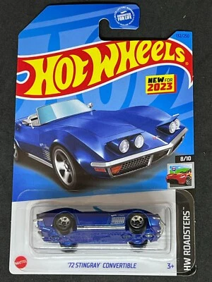 Hot Wheels 2023 HW Roadsters 8/10 Blue '72 Stingray Convertible 132/250 - Image 1 of 3