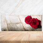 Küchenrückwand Spritzschutz aus Glas 125x50 Deko Blumen & Pflanzen Rosen Holz