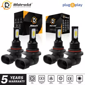 9005 9006 Kit de Faros LED Combo 4* Bombillas 6000K Haz Alto Bajo Súper Blanco Brillante - Imagen 1 de 20