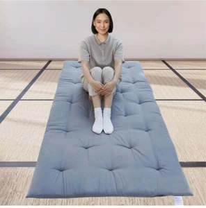 Tapis de sol futon japonais, tapis de tatami pliable pour dormir double, gris (B402) - Photo 1/6
