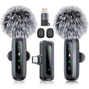 Wireless Lavalier Microphone 2 Pack for iPhone 15 16 USB C Video Recording - Picture 1 of 7