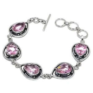 Tanzanite Gemstone Handmade 925 Sterling Silver Jewelry Bracelet Size 7-8" - Picture 1 of 1