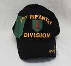 US Army Military 1st Infantry Division Adjustable Black Hat Baseball Cap One Sz