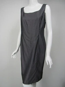 ARMANI COLLEZIONI Gray Black Wool Blend Square Neck Sheath Dress sz 12 - Picture 1 of 5