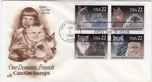 USPS FDC #2372-75 1988 22¢ Cats Block of 4 ArtCraft ST2454 - Picture 1 of 2