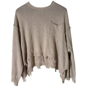 Suéter Peach Love California para mujer con dobladillo crudo talla S tejido palomitas boho de gran tamaño - Imagen 1 de 8