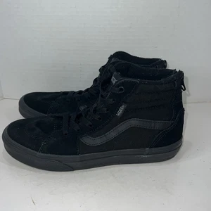 Vans SK8 Hi Youth Sz 4.5 Black Suede High Top Heel Zip - Picture 1 of 8