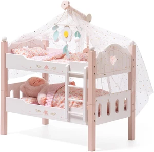Baby Doll Crib, Wooden Baby Doll Beds for 20 Inch Dolls, Baby Doll Bunk Beds wit - Picture 1 of 9