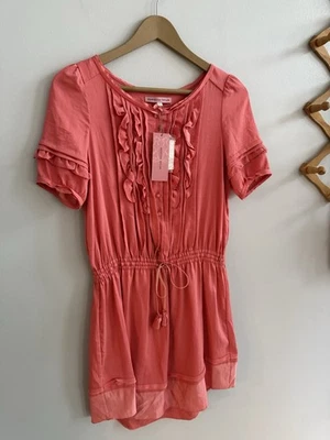 NUEVO Vestido Rebecca Taylor Volantes Manga Corta Coral Para Mujer’s 2 Ligero Foto 1 de 4
