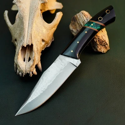 Cuchillo Damasco/Acero 8.10" Listo para Regalo Full Tang Hunt it Hunt + Funda de Cuero Foto 1 de 4