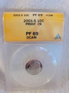 2001 S PROOF 10C ROOSEVELT DIME ANACS PF 69 DCAM #K194 - Picture 1 of 4