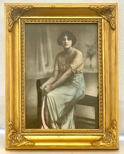 Marco de fotos vintage victoriano de madera metálico dorado ornamentado detalles 5x7 - Imagen 1 de 16