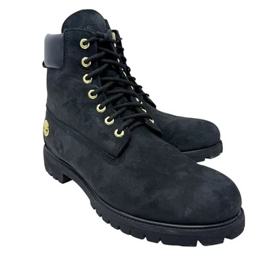 Timberland Black Nubuck Leather 6-Inch Boots Men's Size 13W EUC Lace Up/Side Zip - Image 1 of 4
