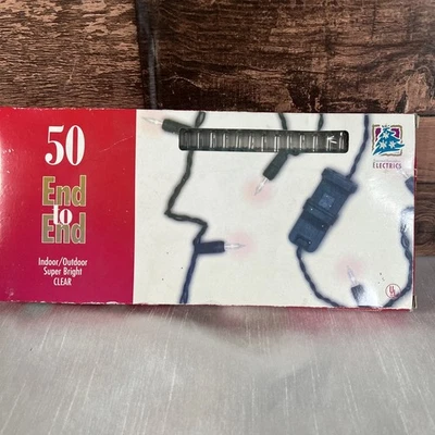 New- Vintage 1996 - 50 Indoor / Outdoor - end to end Clear Mini light set - Image 1 of 4