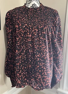 Blusa Marie Oliver Manga Larga Leopardo Mob Esposa Tranquila Lujo Seda Grande - Imagen 1 de 13