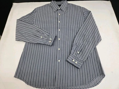 Camisa Perry Ellis Para Hombres Manga Larga Abotonada Rayas Mezcla Seda Talla XL #7656 Foto 1 de 4