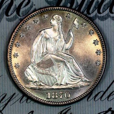 * 1870-P * PRISTINE+ GEM BU MS SEATED LIBERTY HALF-DOLLAR * FROM COLLECTION - Image 1 of 3