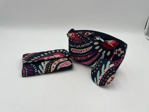 Vera Bradley Kosmetiktasche und Geldbörse bemalt Paisleys verspiegelt - Bild 1 von 6
