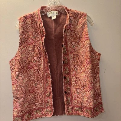 Orvis Womens Paisley Reversible Vest Medium Cotton India 5562 - Imagem 1 de 4