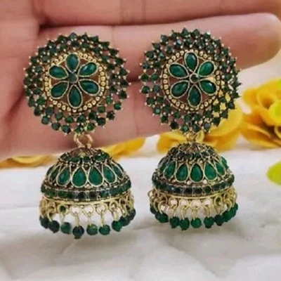 Индийские серьги Кундан джумка ювелирный набор Болливуд позолоченные ювелирные изделия - Изображение 1 из 4