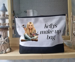 Personalised Custom Names Make up Bag Toiletry Purse Holder Beauty  MUA Initial - Picture 1 of 14