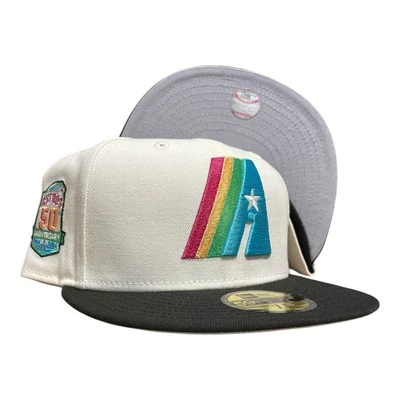 New Era Houston Astros 59FIFTY Fitted Hat Cap 50 Year Side Patch Size 7 3/8 - Image 1 of 4