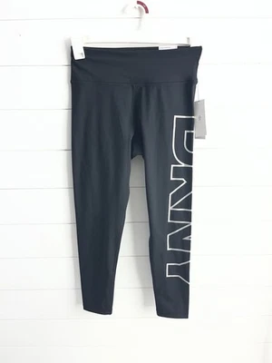 Leggings deportivos para mujer DKNY cintura alta recortados con logotipo negros talla M 0530 Foto 1 de 4