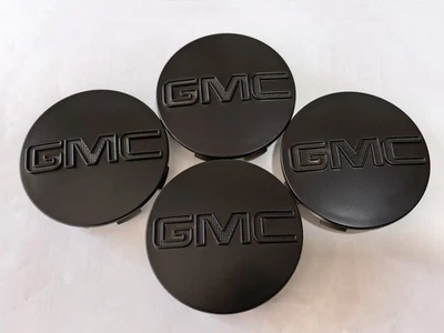 Juego de 4 tapas centrales de rueda negras mate con logotipo de rejilla 83 mm para GMC Yukon Denali Foto 1 de 2
