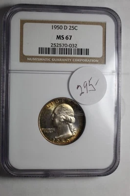 1950 D Washington Quarter Slight Tone NGC MS67 #32 - Image 1 of 2