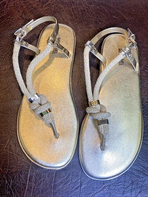 NOVAS Sandálias Michael Kors Holly Rope DOURADAS PVC EUA 9 RARAS! Novo estado EBC25 - Imagem 1 de 4