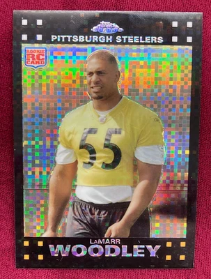 2007 Topps Chrome LaMarr Woodley X-Fractor Pittsburgh Steelers Rookie Card TC236 - Image 1 of 2