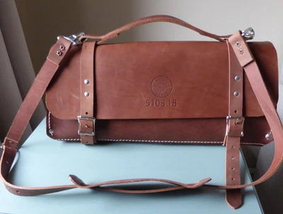 Klein Tools 5108-18 Tool Bag, Brown, Leather, W/ Shoulder Strap 18" X 7 3/4" New - Image 1 of 4