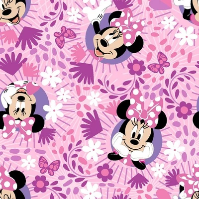 Springs Creative Disneys Minnie Mouse Pink Nursery Childrens Cotton Fabric bty - Image 1 of 2