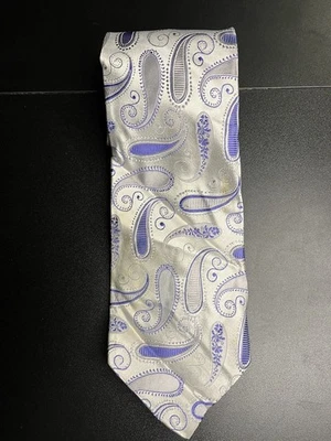 Corbata de seda CHELSEA by ROBERT TALBOTT plateada púrpura cachemira 60" Foto 1 de 3