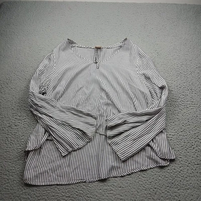 Mossimo Top Womens 2XL Blue Striped Long Sleeve Tunic Lightweight - Image 1 of 4