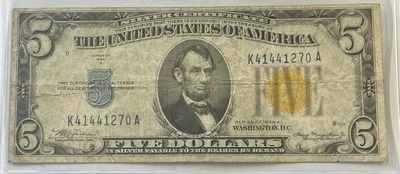 1934A Federal $5 Five Dollar Silver Certificate Africa Very Nice Bill - Image 1 of 2