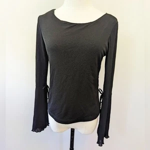 Vintage Y2K Whimsigoth Y2K Tie Bell Sleeve Top Witchy Size L - Picture 1 of 9