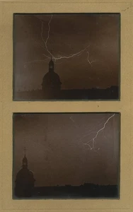 Éclairs. Orage. 2 instantanés montés sur carton. 1890-1900 ? - Picture 1 of 3