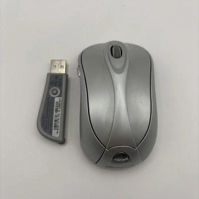 Microsoft Wireless Laser Mouse Silver 6000 Model 1054 W/ USB Receiver - Image 1 of 4