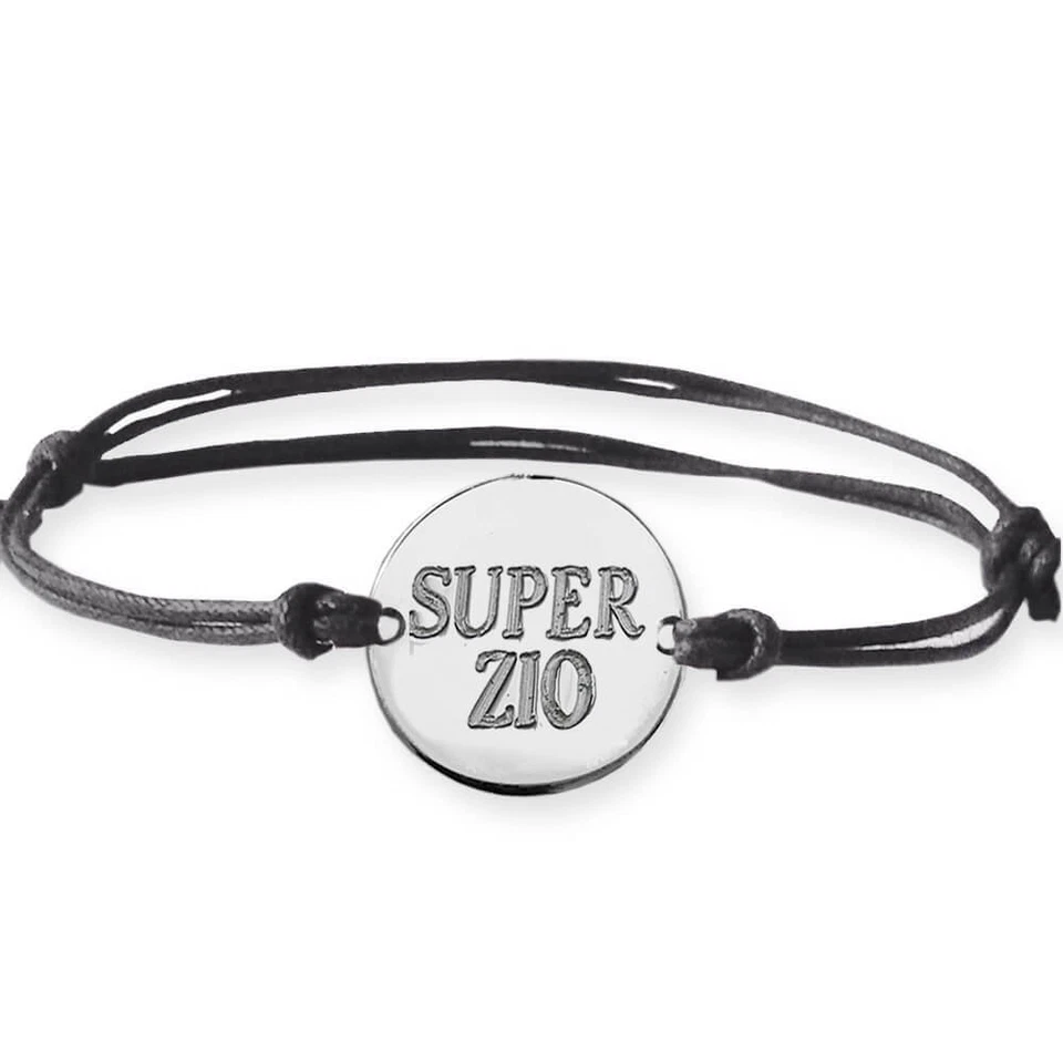 Braccialetto argento con incisione SUPER ZIO - Immagine 1 di 1
