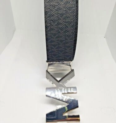 Cinturón para mujer Michael Kors logotipo de firma reversible MK 554517 negro marrón marfil Foto 1 de 4