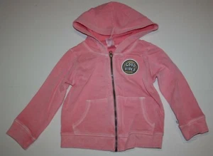 New Carter's Girls 7 year Hoodie Top Pink Terry Full Zip Sweatshirt Good Vibes - Picture 1 of 3