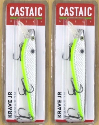 (2) Castaic Musky 7" Krave Jr 1.8 Oz Minnow Bait Chart Belly Shad Rare Brand New - Image 1 of 4
