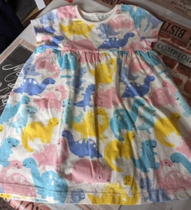 GEORGE Girl's Dinosaur Cotton Jersey Summer Dress 2-3 Years 92-98 CM Excellent - Picture 1 of 7