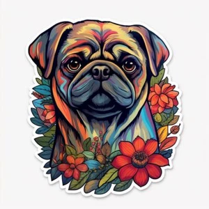 Pug Dog Vinyl Decal Sticker for Car, Laptop, Tumbler and More. # PR-Pug # 001135 - Foto 1 di 1