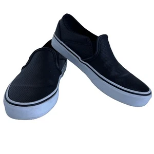 Vans Slip-On Perforated Leather Women's Size 7 Sneaker Shoes 721356 Black - Picture 1 of 9