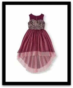 NWT! Girl's Burgundy Sequin Party Dress by My Michelle, Sz: 14 - Picture 1 of 5
