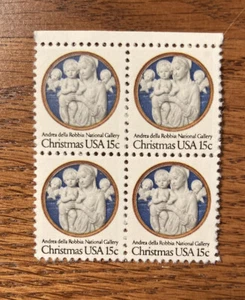 Block of 4 U.S. Christmas Stamps: Madonna & Child by Andrea della Robbia - Picture 1 of 1