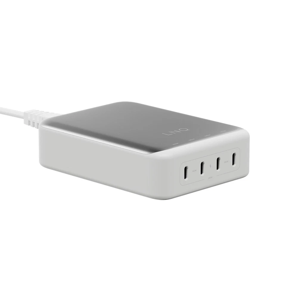 LINQ 240W GaN2 DeskCharge Caricatore Notebook Porte USB-C Grigio "Spedizione Gratuita" - Immagine 1 di 4