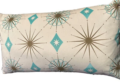 Atomic Print Multicolored  Pillow 24x14 Handmade MCM Turquoise Green - Image 1 of 4